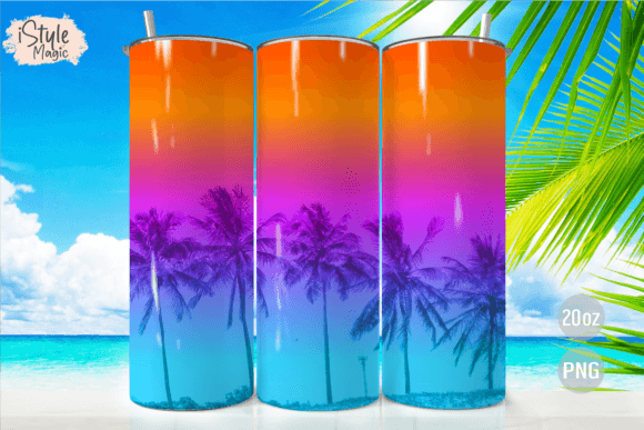 Beach Sunset Summer Tropical Tumbler PNG: A Vibrant Design for Sublimation Projects