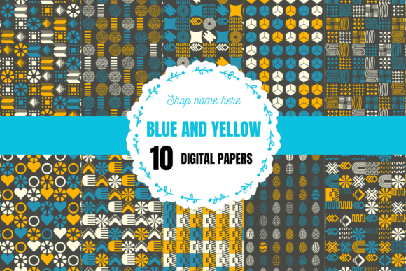 Blue and Yellow Geometric Digital Papers: A Strategic Design Resource for Modern Creatives