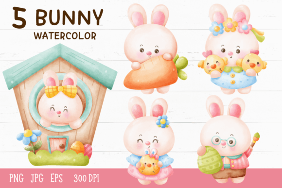 Easter Bunny Watercolor Clipart Kawaii: A Versatile Addition to Modern Creative Projects