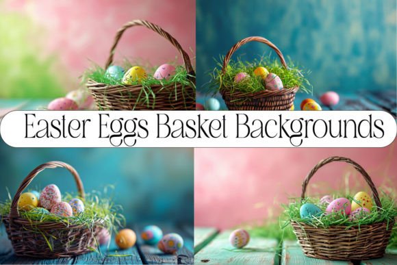 Easter Eggs Basket Backgrounds for Creative Projects