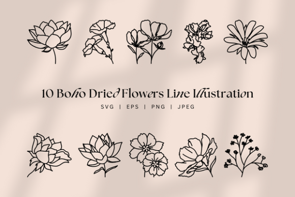 Embracing the Beauty of Line Drawing Bohemian Vintage Floral Art