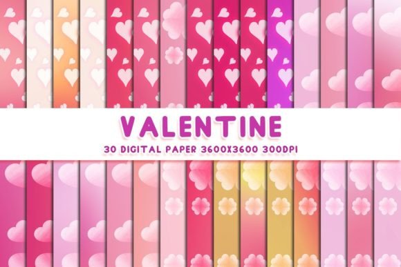 Heart Valentine Digital Papers for Creative Projects