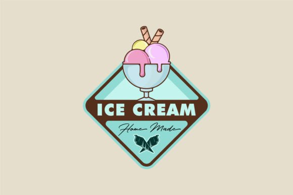 Ice Cream Balls in Bowl Logo Emblem: A Versatile Design for Food Businesses