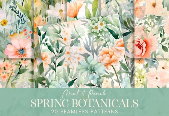 Mint Green Blush Peach Spring Florals: A Versatile Design Asset for Creative and Professional Workflows