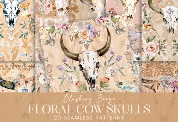 Pastel Floral Crystal Western Cow Skulls: A Versatile Design Element for Creative Projects