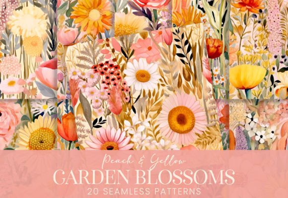 Peach Pink Yellow Spring Floral Patterns: A Versatile Design Choice for Creative Projects