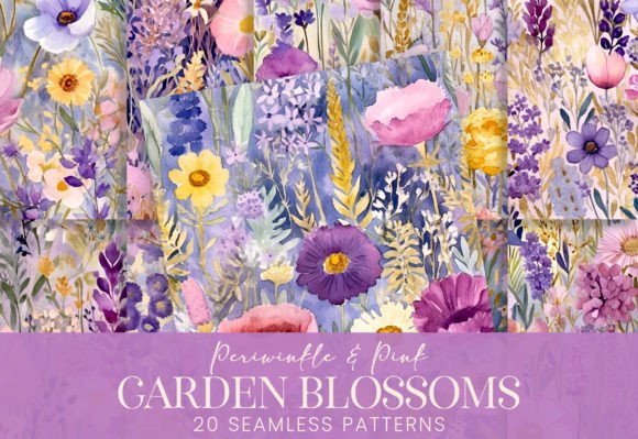 Periwinkle Purple Pink Floral Patterns for Creative Projects