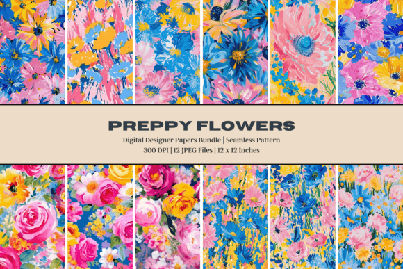 Pink Blue Preppy Flowers: A Versatile Design Element for Creative Projects