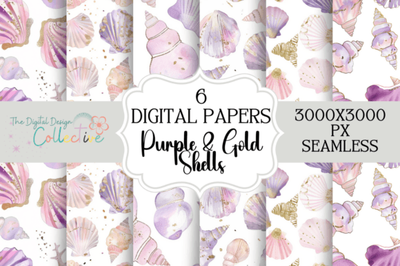 Purple Gold Shell Seamless Patterns: A Versatile Design Tool for Modern Creatives