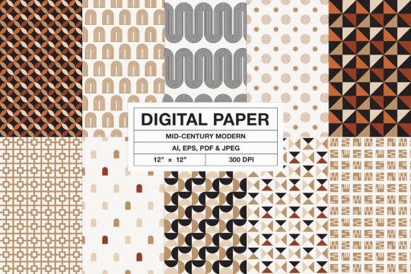 Retro Mid-Century Modern Patterns Vol.2: A Timeless Design Resource