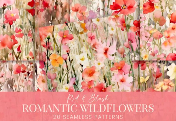 Romantic Wildflowers Red Grunge Floral: A Versatile Design Asset for Creative Projects