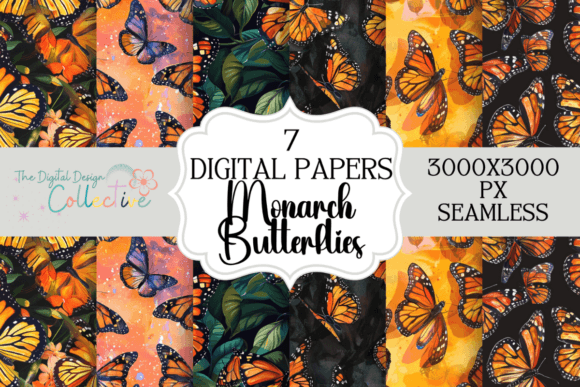 Seamless Monarch Butterfly Patterns