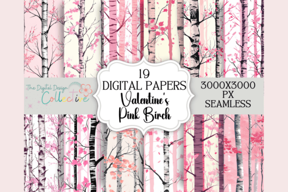 Seamless Pink Birch Tree Patterns: A Versatile Design Resource for Creative Projects
