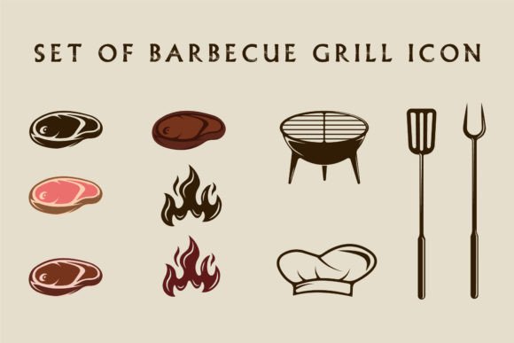 Set of Isolated Barbecue Icon Vector: A Design Asset for Every Grill Lover