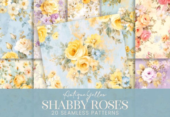 Shabby Chic Antique Pastel Yellow Roses: A Timeless Design for Creative Projects
