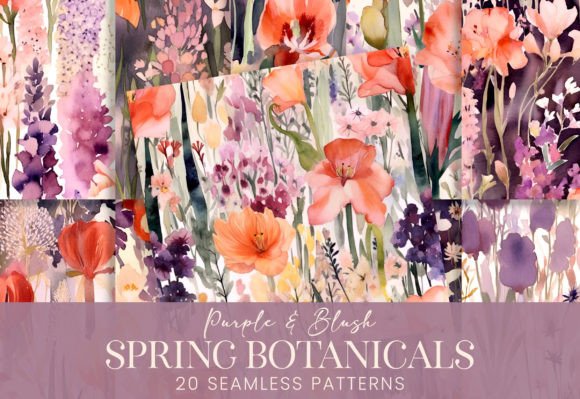 Spring Florals Purple Peach Watercolor: A Creative Staple for Designers and Hobbyists