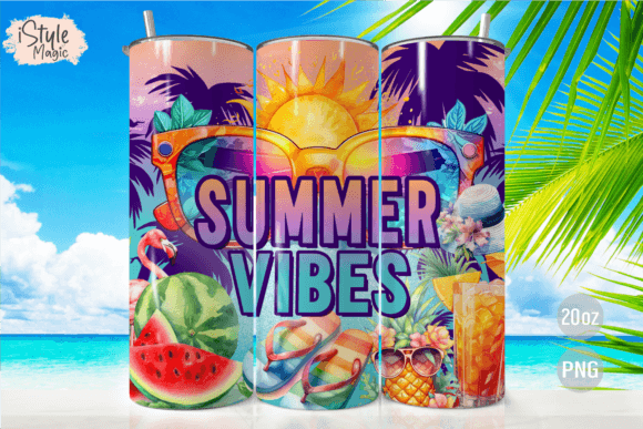 Summer Vibes Beach Tumbler Wrap – The Ultimate Digital Design for Tropical-Themed Creations