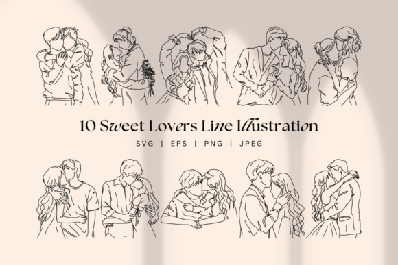 The Sweet Lovers Kiss and Hug Line Art Collection: A Celebration of Love Through Modern Illustration
