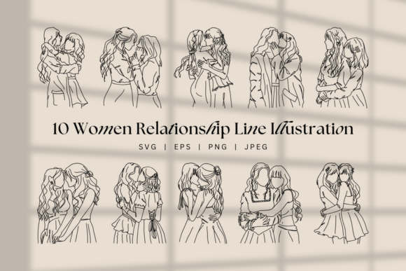 Women Relationship Lesbian Couple Line: Celebrating Love in Art